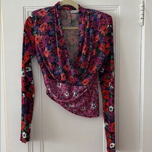 Zara Women’s Floral Long Sleeve Women's Top NWOT Size Medium